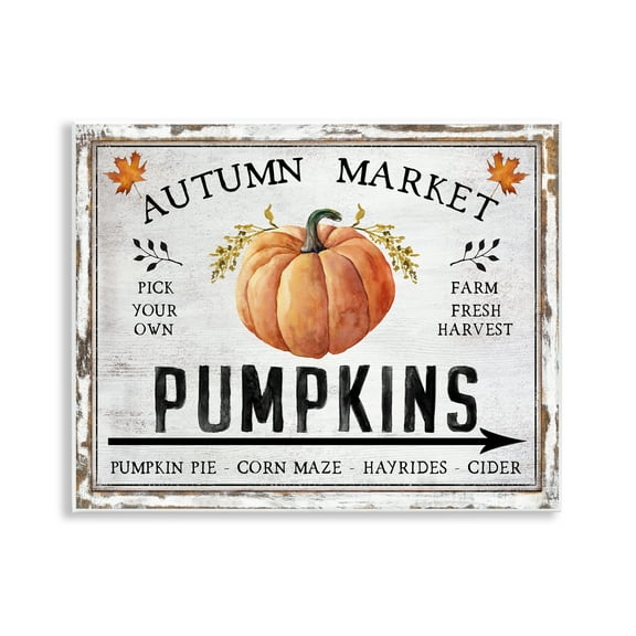 Stupell Industries Autumn Market with Arrow Holiday Painting Unframed Art Prints Wall Art, 14 x 11