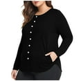 thumbnail image 2 of Sevevn Cardigan Sweaters for Women Women Women's Plus Size Long Sleeved Solid Color Bottom Pocket Button Cardigan Casual Short Sleeve Blouse Summer Deals Black XXXL, 2 of 4