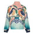 thumbnail image 6 of Jackets for Women Winter Coat Jackets Flannel Stand Collar Jacket(Birds & Leaves Floral Art Print,Size:S-4XL), 6 of 7