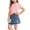Pink, variant on Girls 2 Piece Outfit Set Short Sleeve Bow Graphic T-Shirt with Denim Style Skirt for Kids Girls Black,Size 2-3 T