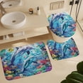thumbnail image 6 of 4Pcs Cute Dolphin Coral Shower Curtain Set with Toilet Lid Cover Non-Slip Rugs for Bathroom, Fish Seaweed Cartoon Ocean Animal Shower Curtain Bathroom Sets with Hooks, 72x72 Inch, 6 of 8