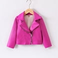 thumbnail image 3 of Usaibhir Girl's Fax PU Leather Jacket Zip Up Long Sleeve Collared Biker Outerwear Lightweight Coat Streetwear 2-8T, 3 of 3