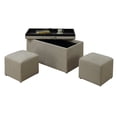 thumbnail image 2 of Designs4Comfort Sheridan Storage Bench with Two Ottomans in Beige Fabric, 2 of 5