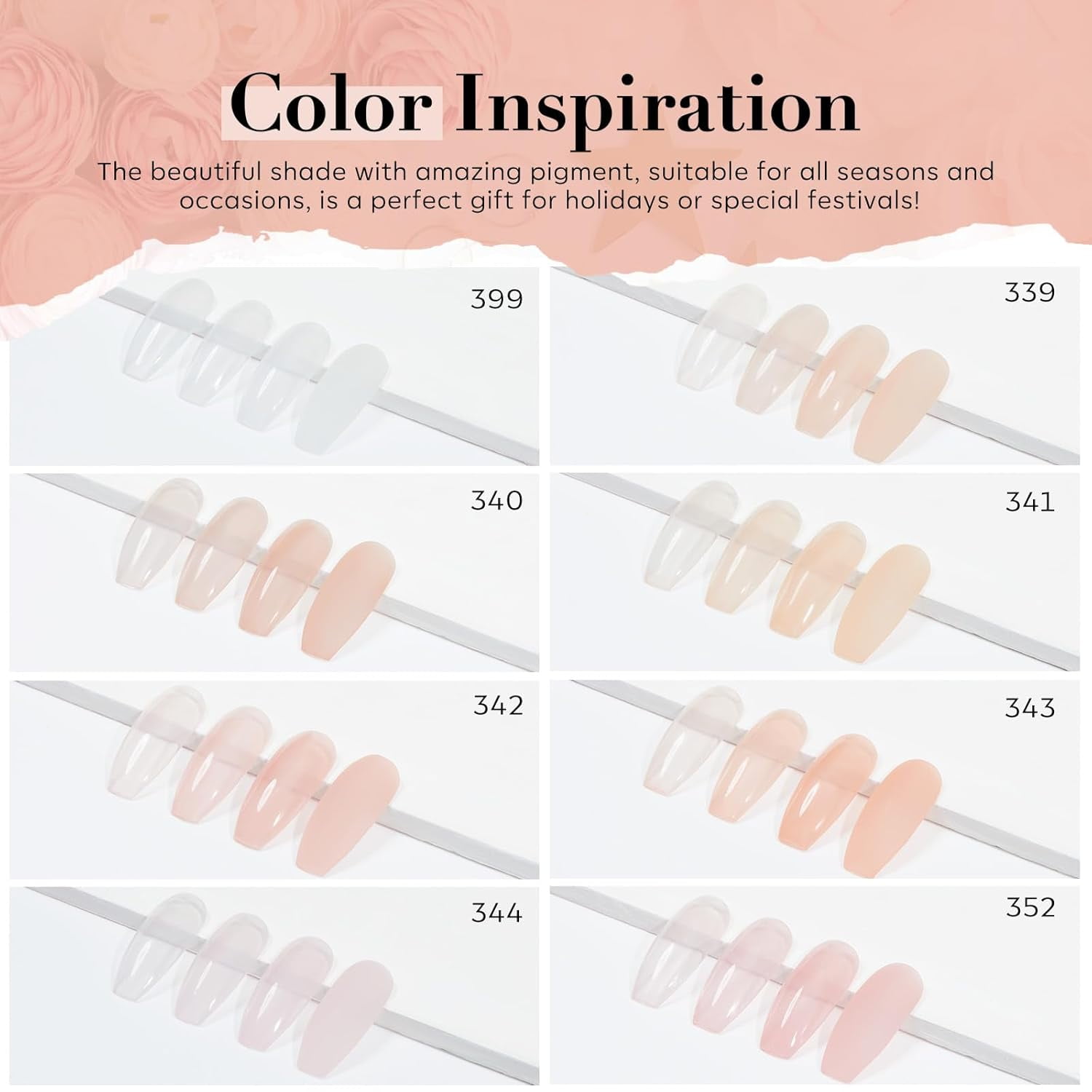 AZUREBEAUTY 8 Color Dip Powder Nail Kit, Jelly Translucent Milky White Sheer Pink Nude Neutral Clear Shades, Dipping Liquid Set with Matte Top Coat & Nail Sticks for French Nail Art Manicure