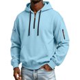 thumbnail image 3 of Mens Hoodies Quarter Zip Pullover al Hoodie for Men Sweatshirt,L, 3 of 9