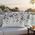 thumbnail image 2 of Outdoor Pillow Covers 20x12 Set of 2, Grey Leaves Waterproof Patio Throw Pillow Covers for Couch Sofa Chair, Summer Botanical Decorative Pillowcases for Throw Pillows, 2 of 9