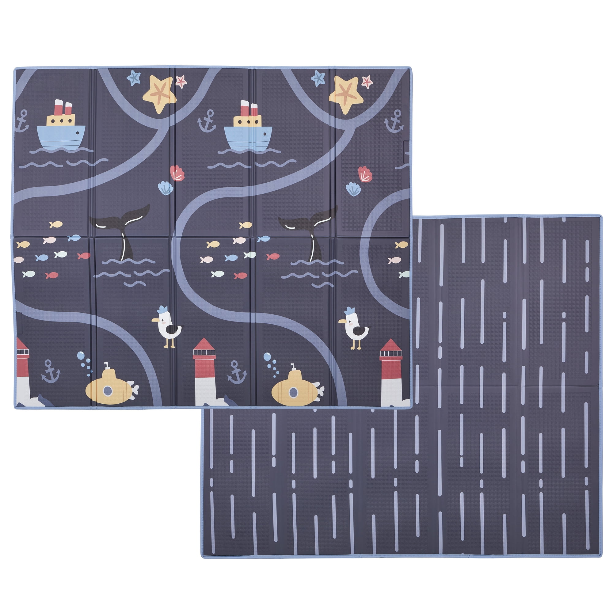 Evolur CozyCush Reversible Non-Toxic Baby Kids Playmat, Ocean