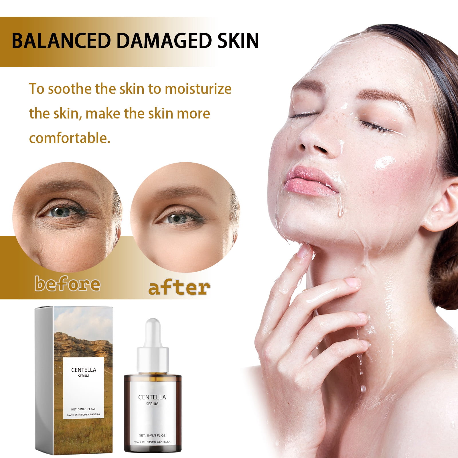 Alvantor Centella Serum: Moisturizing Face Essence For Dry Skin, Soothing & Brightening, 1fl.oz