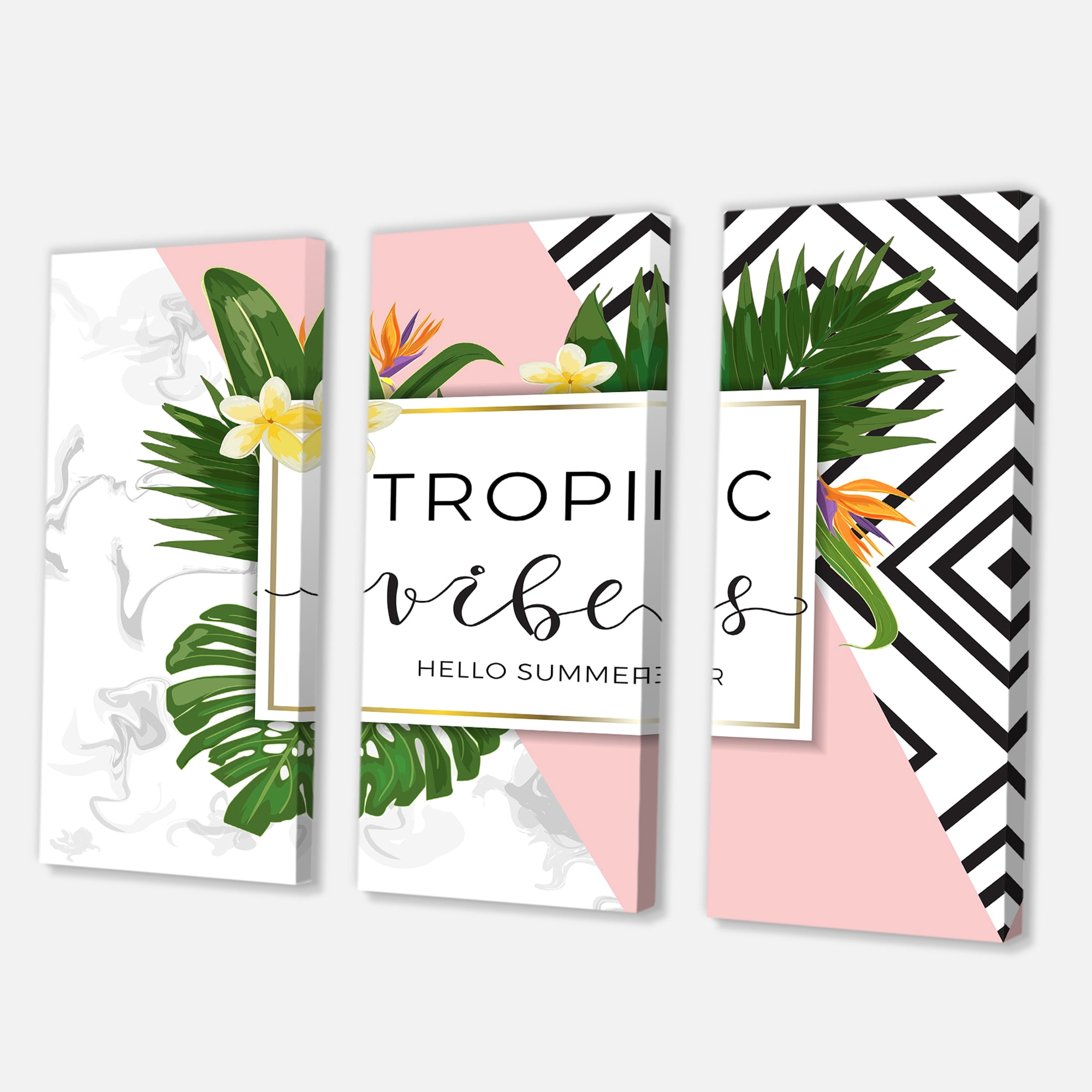 Designart ' Geometrics Tropic VIbes On Triangular ' Nautical & Coastal Canvas Wall Art Print