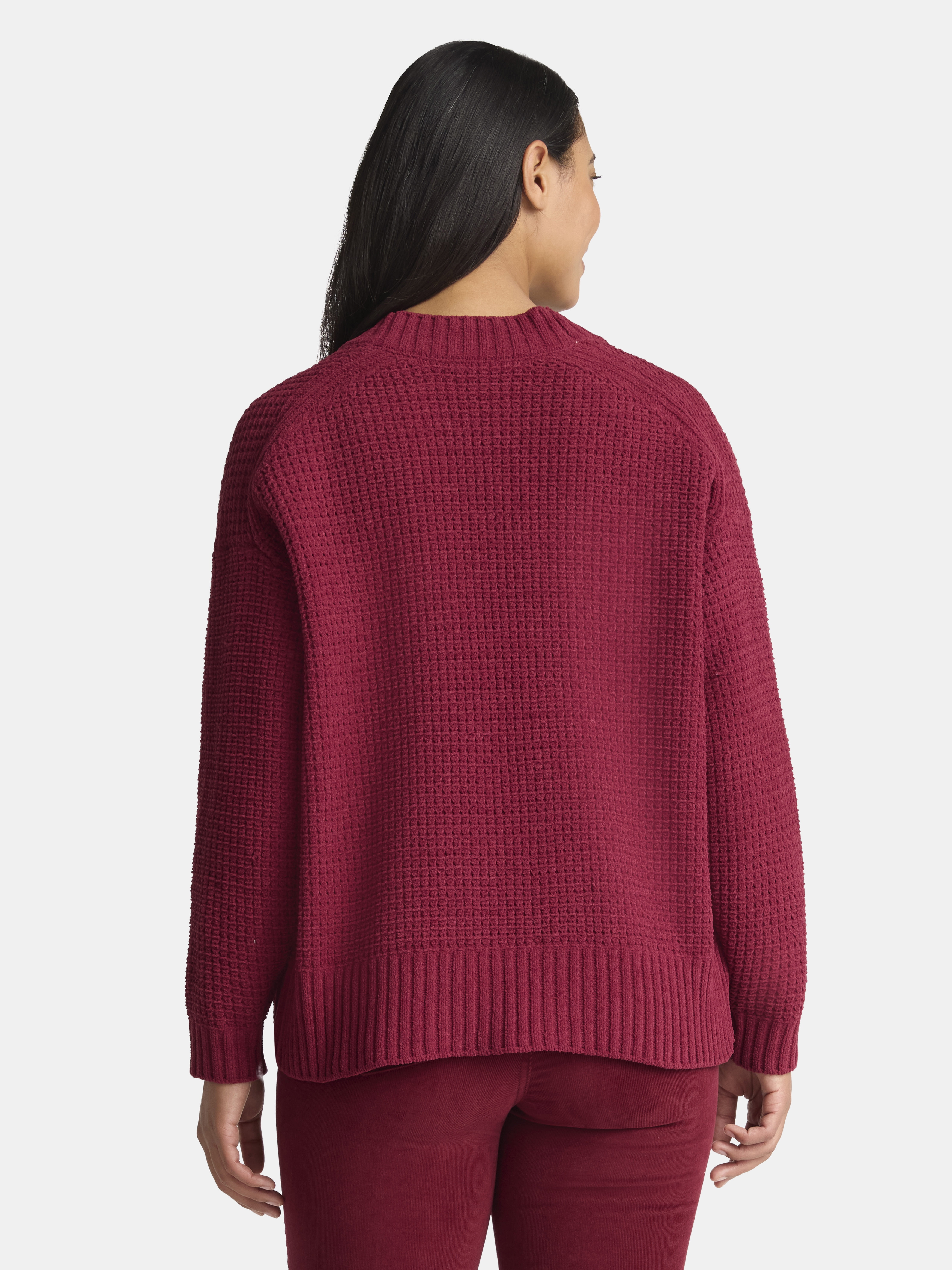 Time and Tru Women's Chenille Cardigan Sweater, Midweight, Sizes XS-XXXL