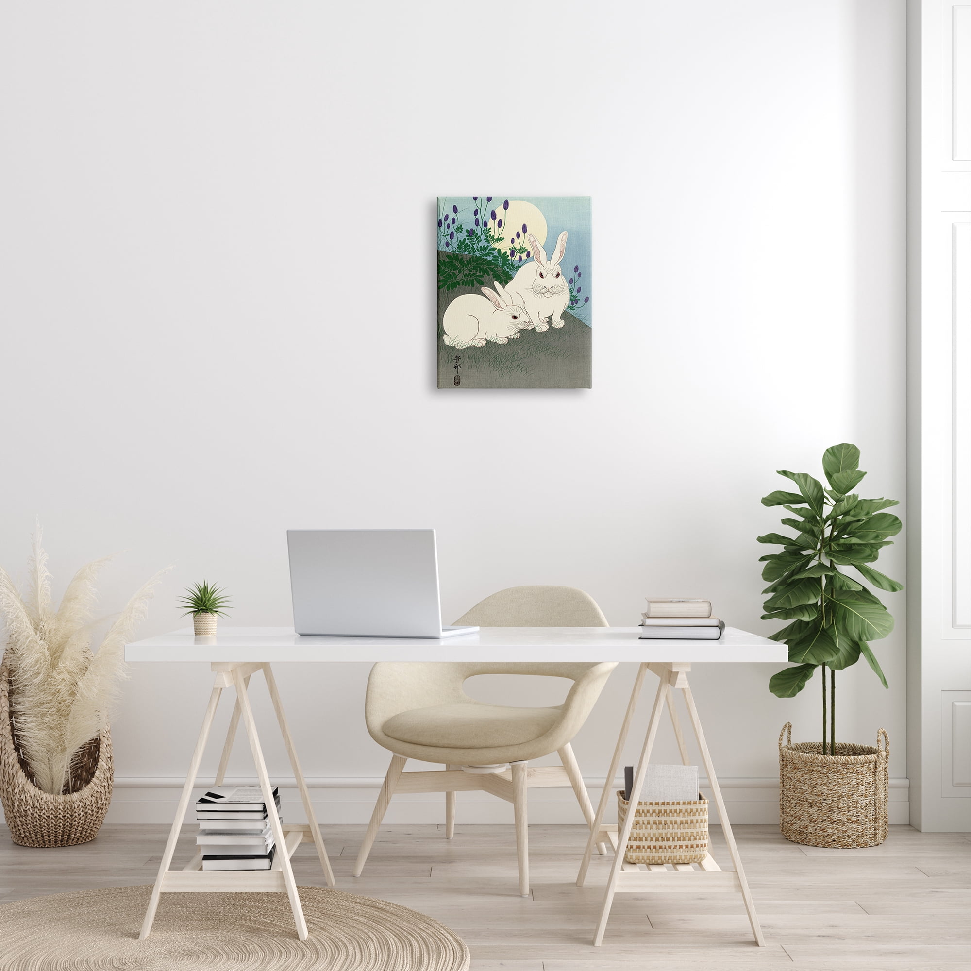 Stupell Industries Konijnen bij Volle Maan Ohara Koson Classic Rabbit Painting Painting Gallery Wrapped Canvas Print Wall Art, Design by one1000paintings