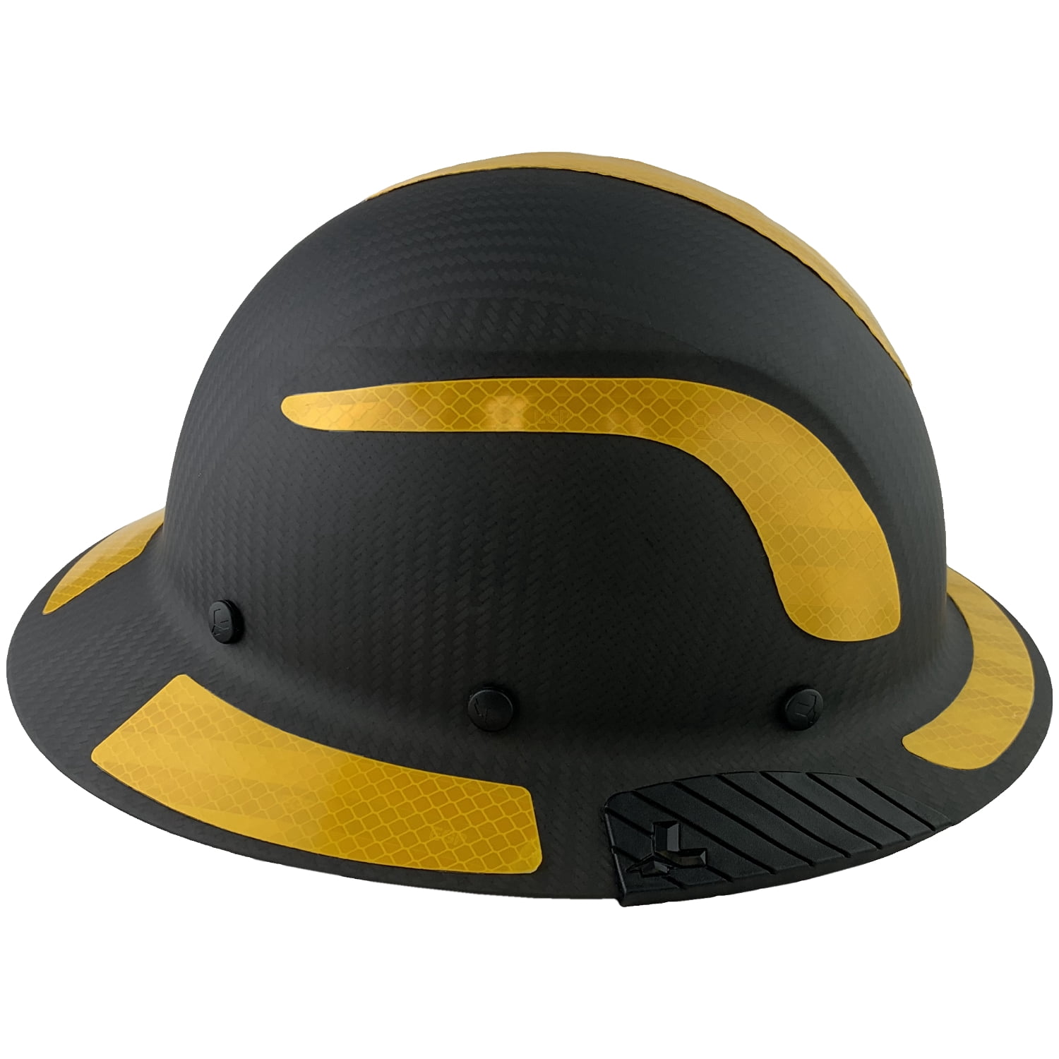 Lift Safety Helmet - Actual Carbon Fiber Full Brim Hard Hat - Matte Black with Yellow Reflective Decals with Hard Hat Tote Bag