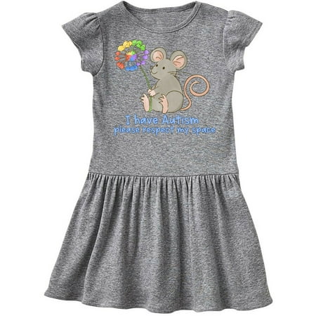 

Inktastic I Have Autism Please Respect My Space Mouse with Flower Gift Toddler Girl Dress