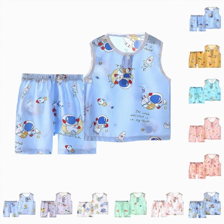 Xudanell Baby Boy Summer Outfits 2PClothes Sleeveless Crew Neck Tank Top + Soft Shorts Set Dinosaur Truck Print (Light Green 6-12 Months)