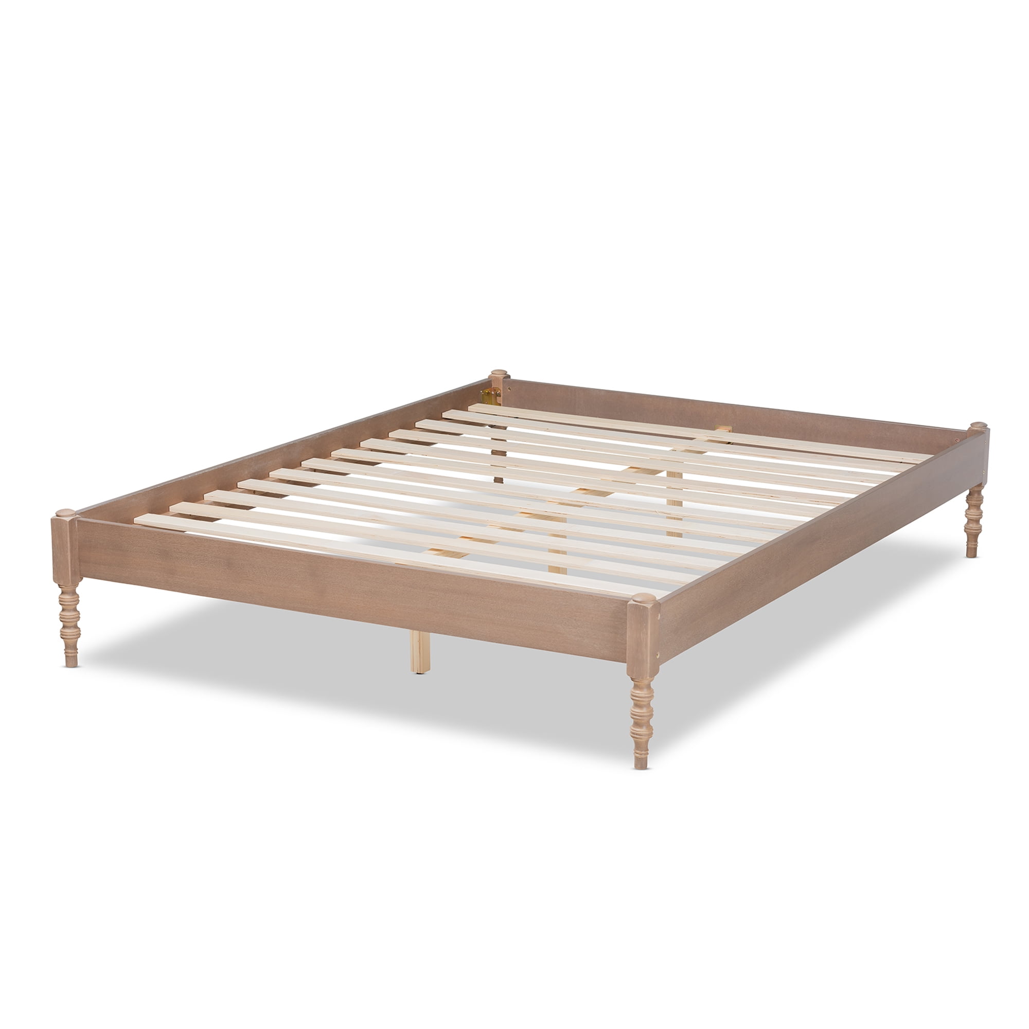 Baxton Studio Cielle French Bohemian Antique Oak Finished Wood Queen Size Platform Bed Frame
