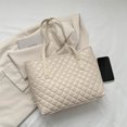 thumbnail image 3 of Rhombic Lattice Ladies Tote Bags Bolso de hombro de gran capacidad para el trabajo (blanco) Sywqhk Para Estrenar, 3 of 8