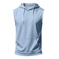 thumbnail image 4 of Havenx Hooded Tank Tops for Men Sleeveless Drawstring Hoodies with Pockets Solid Color Shirt Sports Training Bodybuilding Athletic Muscle Gym Activewear,Light Blue S, 4 of 5