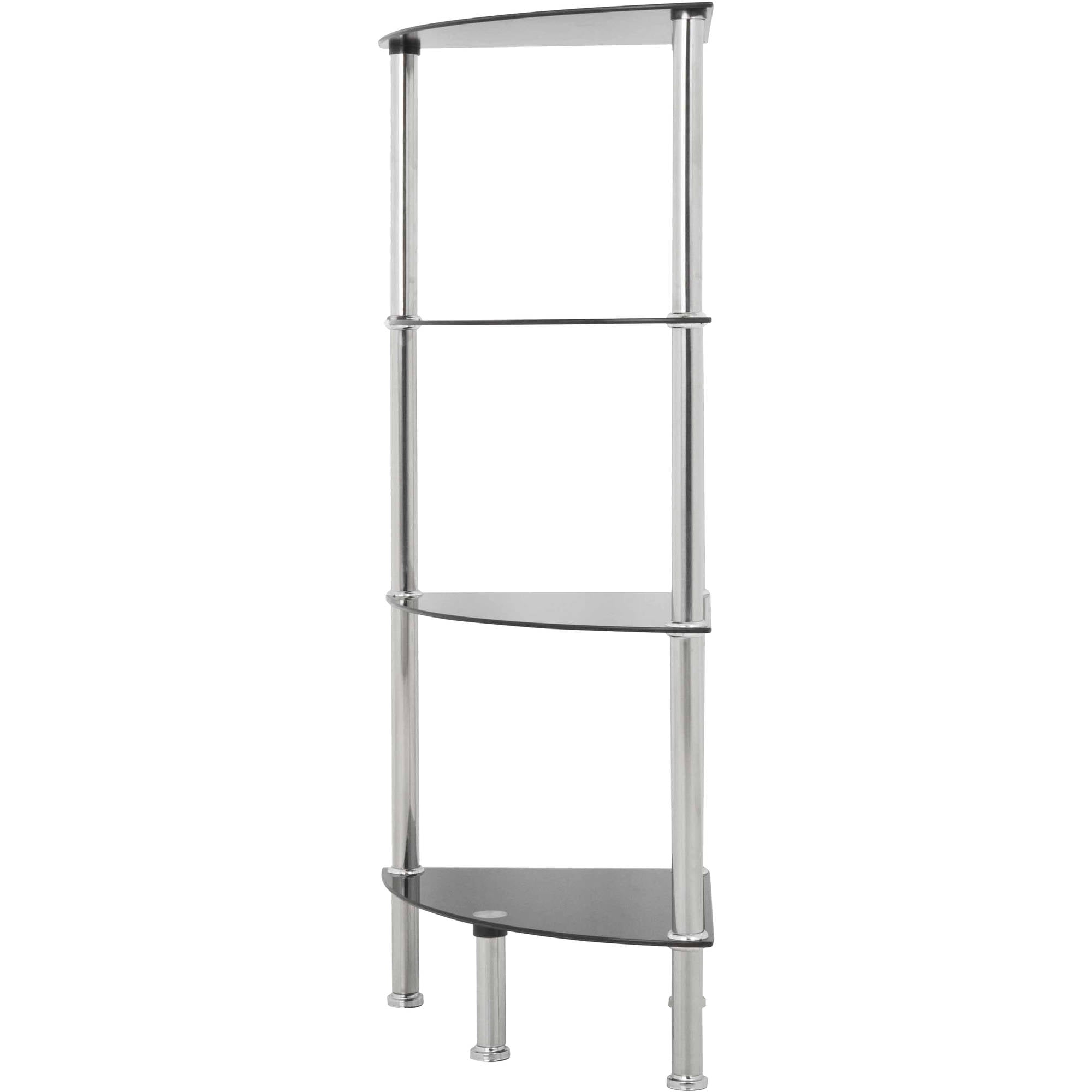 Avf 4 Shelf Corner Unit Black Glass And Chrome S64 A