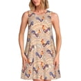 thumbnail image 1 of Easygdp Roosters In Floral para Vestido Transpirable de Mujer, Vestido Suelto de Manga Corta con Pliegues y Bolsillos para el Verano, 1 of 7