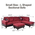 thumbnail image 4 of PonLiving Sectional Sofa, 3 Piece Living Room Couch with Storage Ottoman, L Facing Chaise, Red, 4 of 8