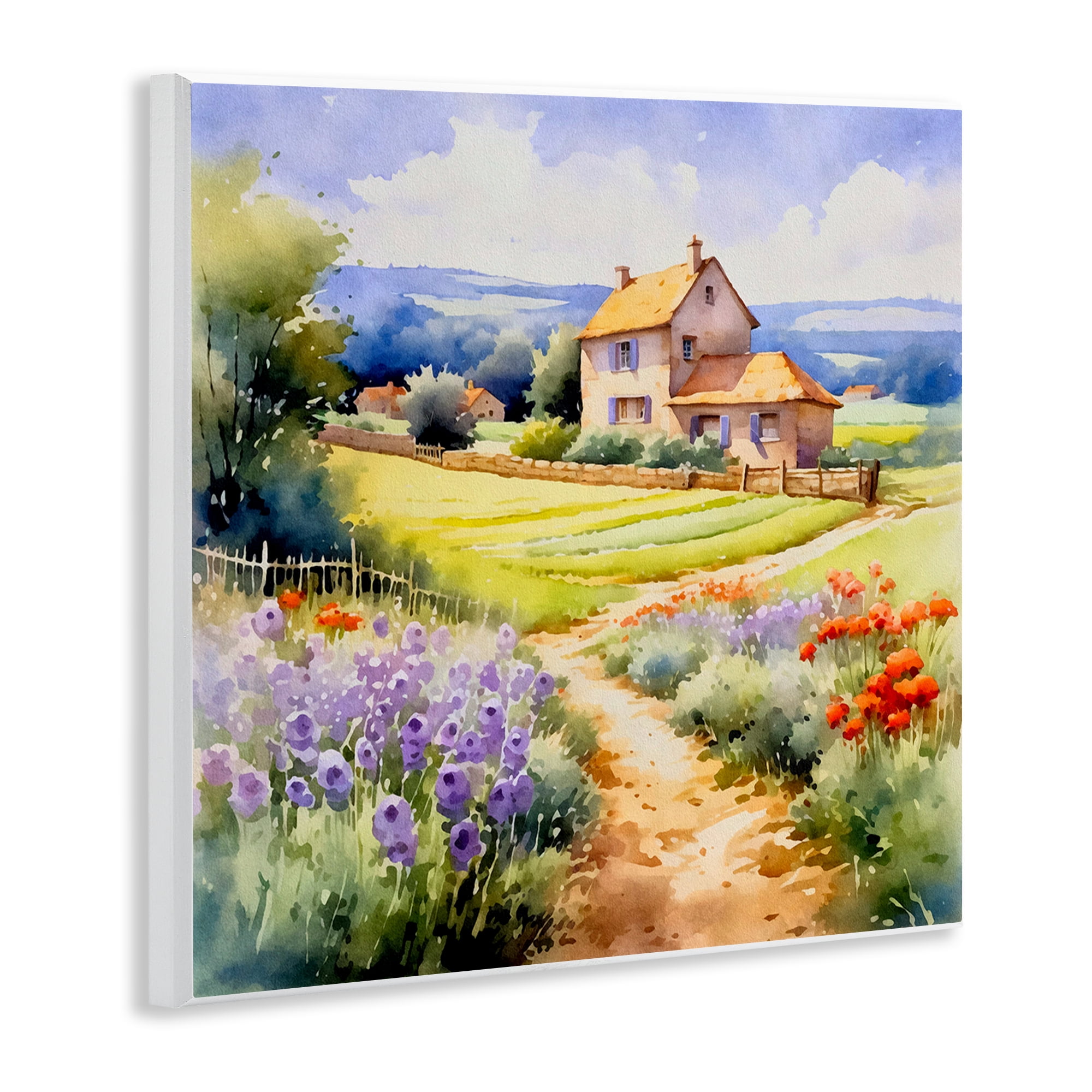 Stupell Industries Summer Lavender Farm Landscape & Nature Painting Unframed Art Print Wall Art, 12 x 12