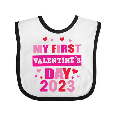 

Inktastic My 1st Valentines Day 2023 with Pink and Red Hearts Gift Baby Boy or Baby Girl Bib