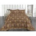 thumbnail image 2 of Ambesonne Autumn Leaves Quilted Bedspread Set 3 Pcs, Fall Forest Leaf Art, King, Pale Ruby Peacock Green, 2 of 4