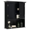 thumbnail image 1 of Wall Mount Bathroom Cabinet, Wooden Medicine Cabinet with 2 Doors & 1 Shelf, Cottage Collection Wall Organizer, Black, 1 of 4