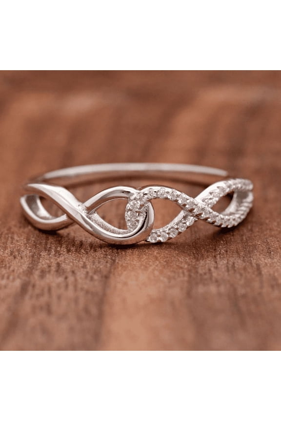 s 0.4 Ct Round Cut Brilliant Cut Moissanite Ring - 14K White Gold Plated Ring -Wedding Twisted Infinity Ring for Women's - Anniversary Crossover Ring - Handmade Jewelry