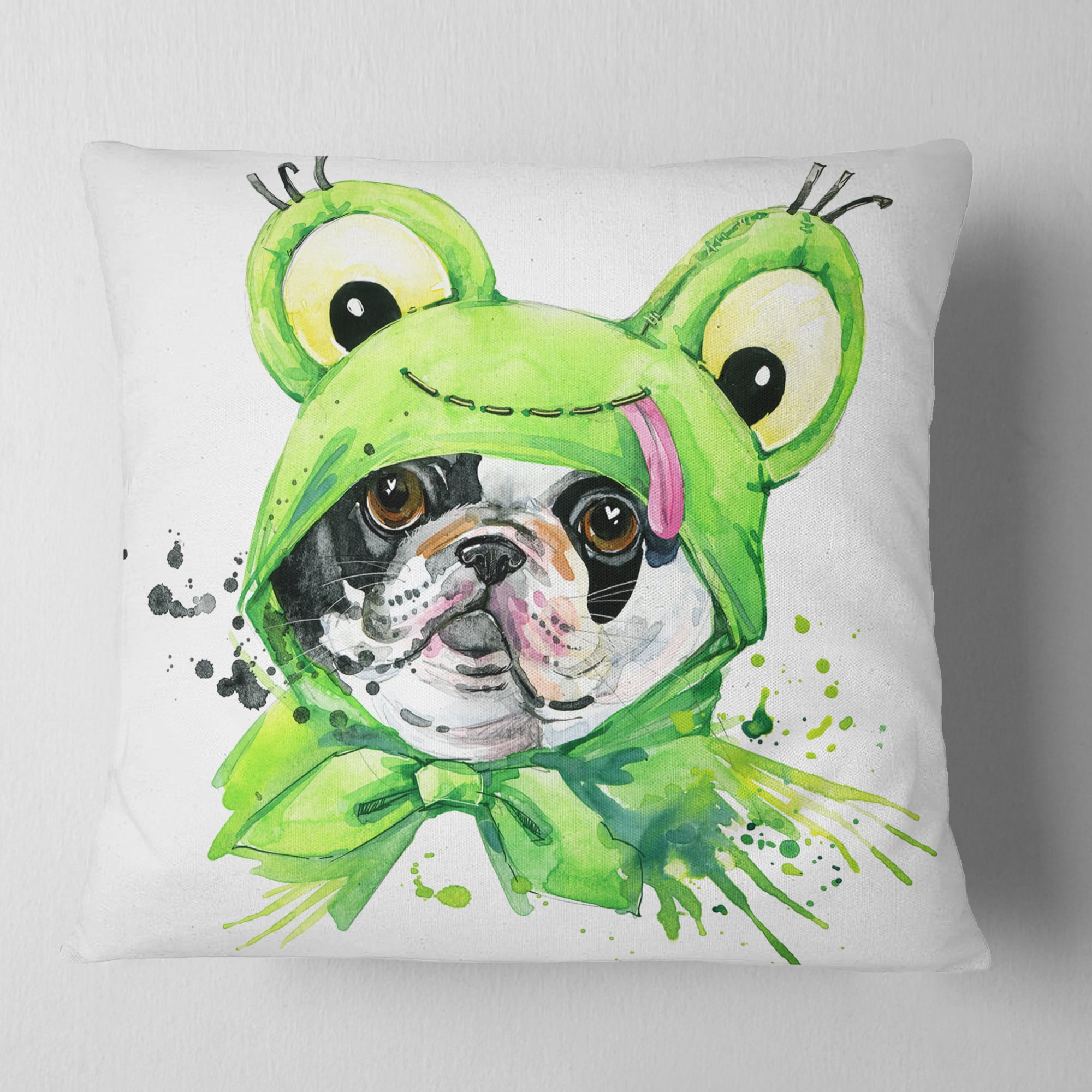Designart French Bulldog Illustration - Animal Throw Pillow - 18x18