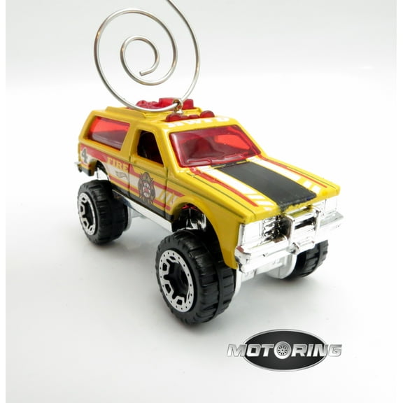 Chevy Blazer 4x4 Fire Yellow Truck Car Rare Christmas Tree Ornament Diecast