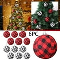 thumbnail image 2 of 6Pcs Buffalo Plaid Fabric Ball 2.76" Christmas Hanging Ornament Decorative Plaid Ball Fabric Wrapped Balls Tree Hanging Ornaments for Christmas Tree Party Farmhouse Decoration (Red and Black), 2 of 6
