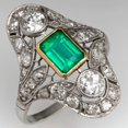 thumbnail image 3 of Vintage Inspired Bezel Set Emerald Green Cubic Zirconia Silver Engagement Ring, 3 of 4