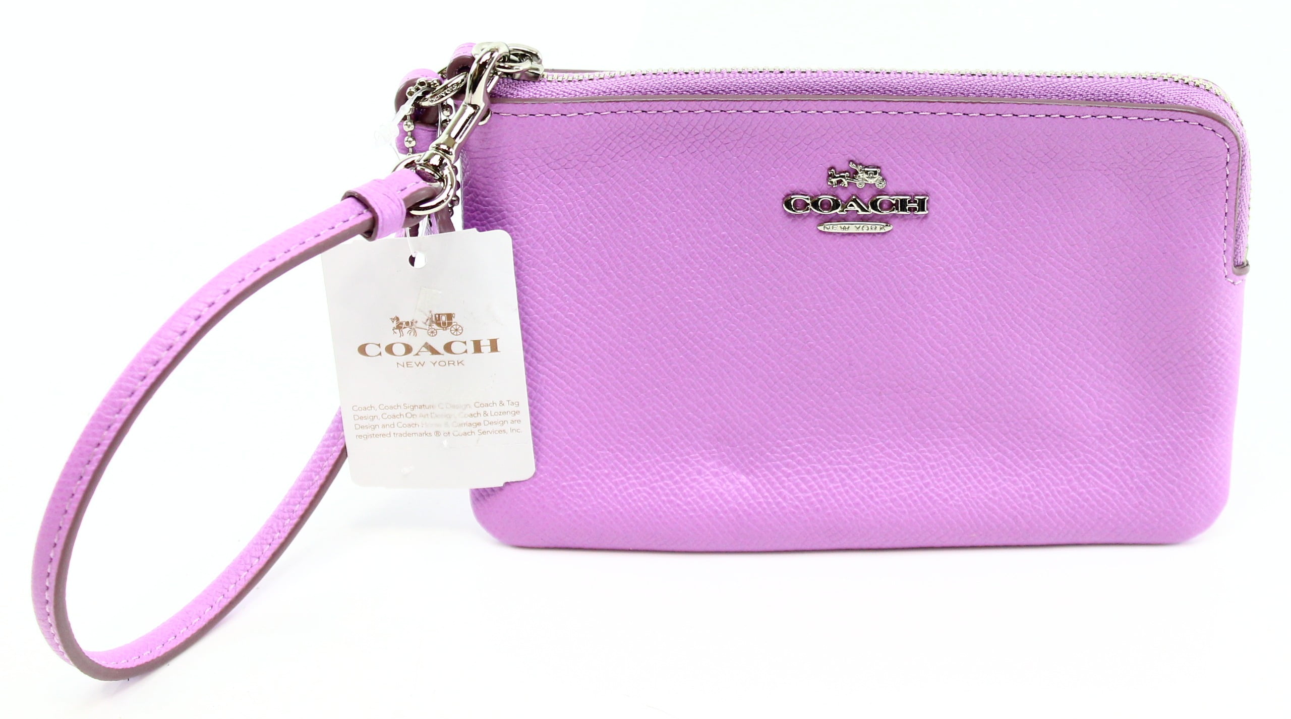 Coach Coach NEW Pink Wildflower Silver Embossed Corner Zip Wristlet