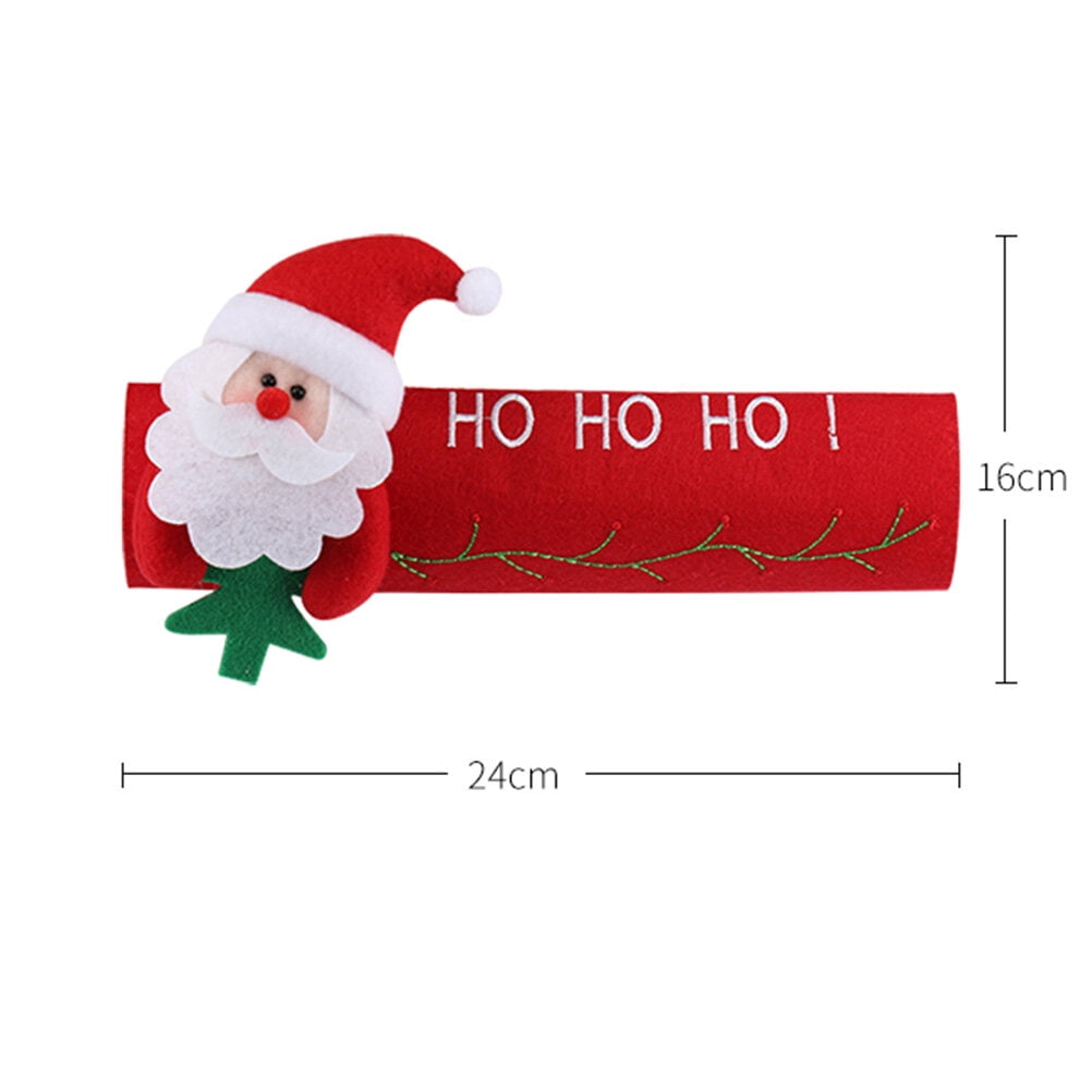 6-Pack Felt Refrigerator Handle Covers with Santa Design, Christmas Decorations, Protective Kitchen Appliance Door Handle Protectors