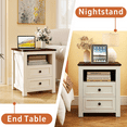 thumbnail image 4 of Farmhouse Nightstand with Charging Station, 18" Bedside Table with Drawer & Storage Cabinet, White End Table, Set of 1, 4 of 8