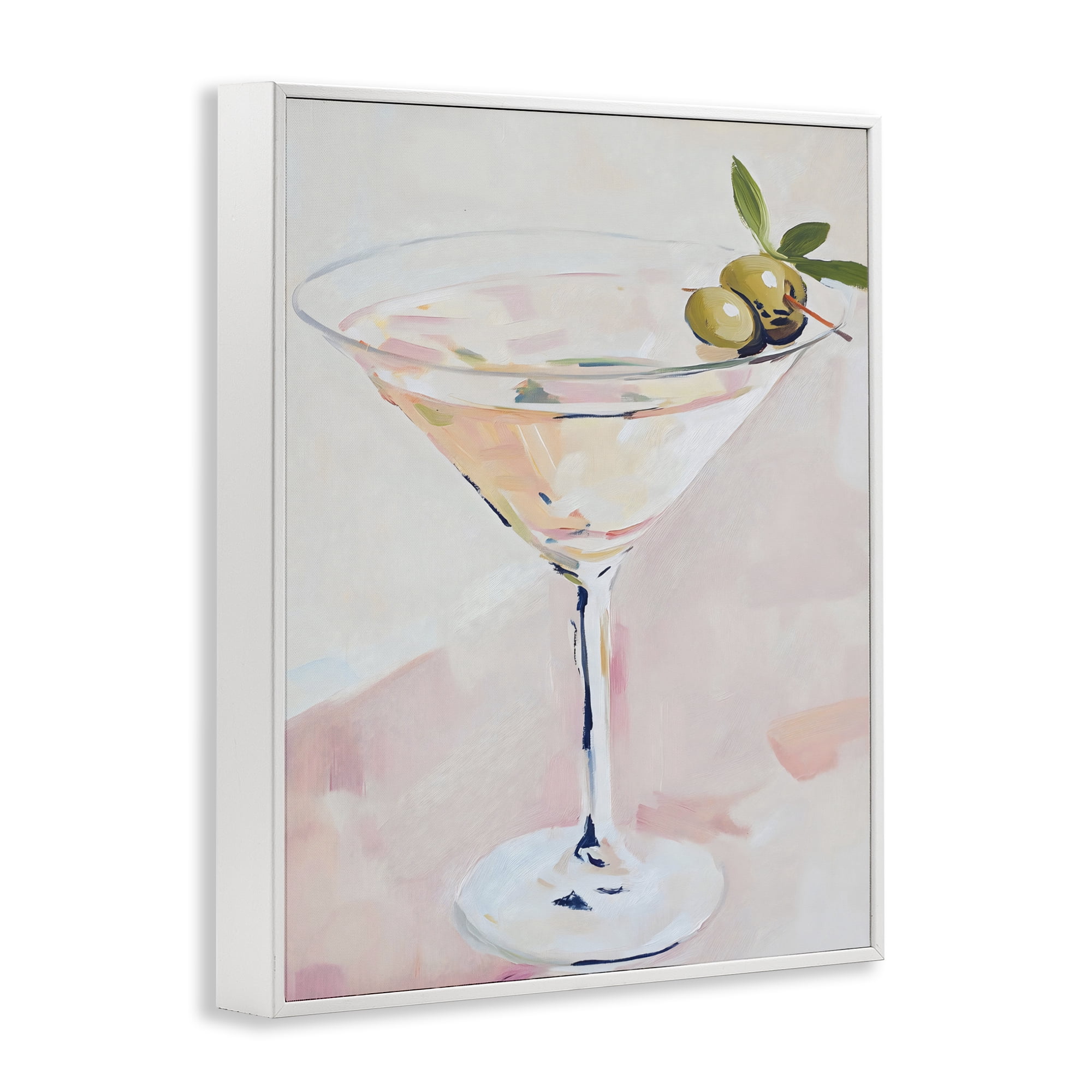 Stupell Industries Pastel Martini with Olive Garnish White Framed Giclee Art, design by The Prints Vibe
