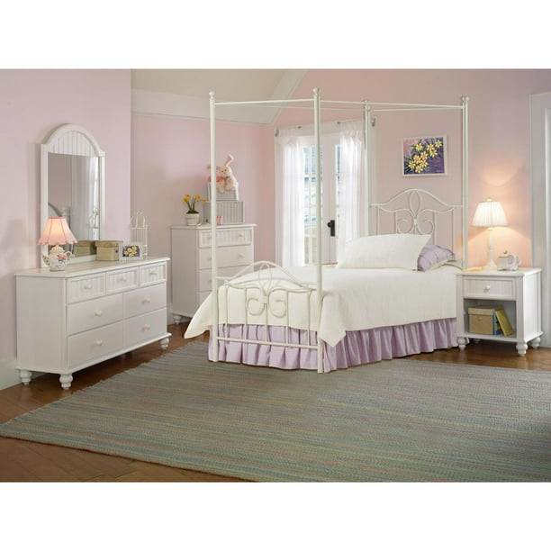 Westfield Canopy Bed Full, Rails, Nightstand, Dresser, Mirror, and