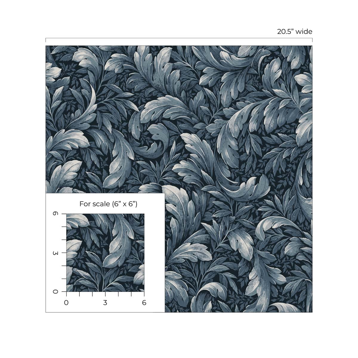 NextWall Navy Blue Acanthus Trail Peel and Stick Wallpaper