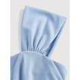 thumbnail image 3 of Blue Square Neck Shell Sleeve Pleated A-Line Midi Dress For Formal Occasions, 3 of 4