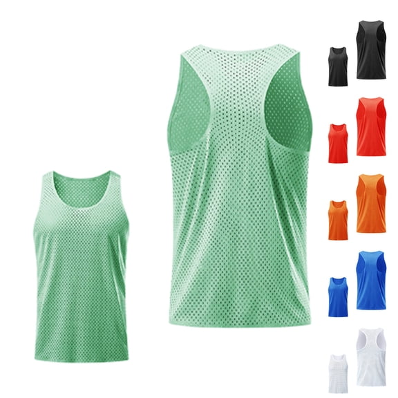 Swuxness Mens Sleeveless Sports Mesh Crew Neck Tank Lightweight Top Outdoor Sports Shirts