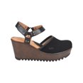 thumbnail image 2 of BOC Womens Black Metal Harness Ankle Strap Rina Round Toe Wedge Leather Clogs 8 M, 2 of 2