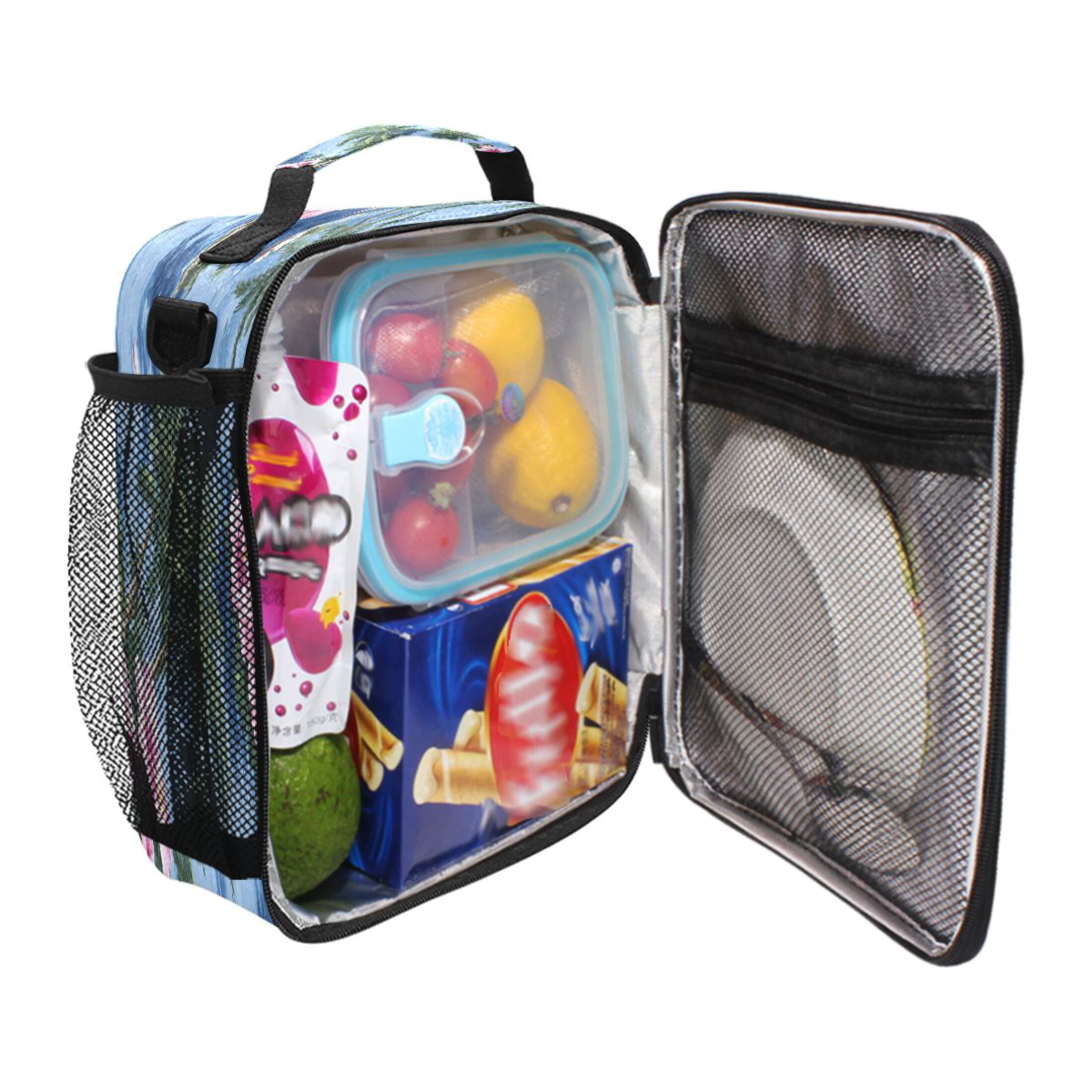 10.5X9.5in Square Insulated Lunch Bag Leak-proof Lunch Box for Outdoor Work Picnic Small Islands and Beautiful View