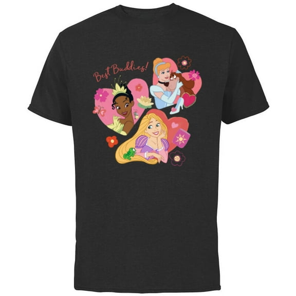 Disney Princess Best Buddies Valentine’s Day Friends - Short Sleeve Cotton T-Shirt for Adults - Customized-White