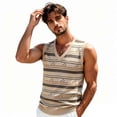thumbnail image 5 of Ecqkame Mens Tank Tops Knitted Pit Stripe Slim Fit Textured Vest V-Neck Sleeveless Casual Lightweight Breathable Daily Versatile Tops Khaki Free Size, 5 of 7