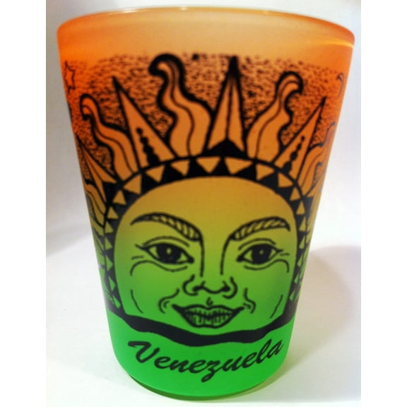 Venezuela Sun Neon Orange/Neon Green Shot Glass