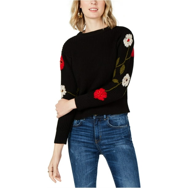 Lucky Brand Lucky Brand Womens Floral Pullover Sweater, Black, X
