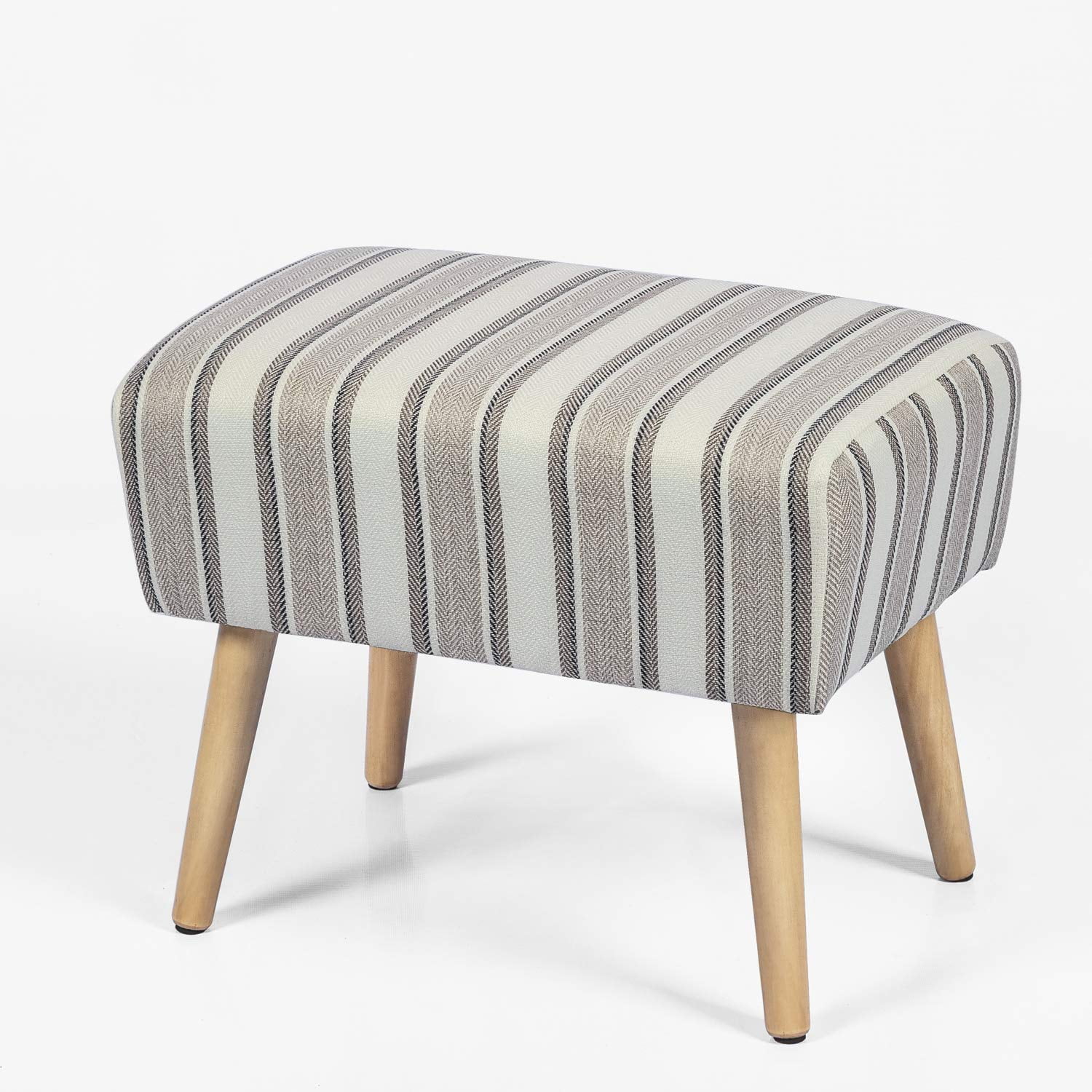 Homebeez Modern Simple Nordic Stripes Ottoman Stool Seat, 21x14x16.5, Gray Stripes