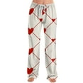 thumbnail image 5 of Valentine Sleep Pants for Women Heart Print Pajama Pants Soft Wide Leg Lounge Wear Comfortable Pajama Bottoms with Drawstring Watermelon Red M, 5 of 8