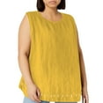 thumbnail image 2 of Breezora Plus Size Bohemian Vest with Embroidery Details Linen Cotton Blend Layering Piece for Women Loungewear Essentials XL Size Yellow, 2 of 9